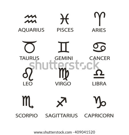 Zodiac Signs Set Simple Zodiac Captions Stock Vector 365456306 