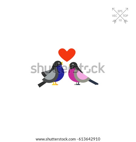 Hand Drawn Cartoon Blue Birdslove Birds Stock Illustration 123521269