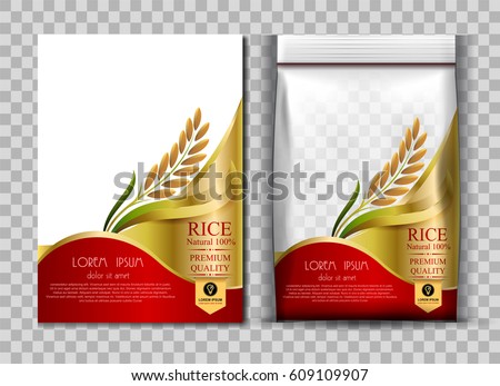 Rice Package Thailand food Logo Products and Fabric Background Thai Arts, banner and poster template design rice food.Golden template and rice design