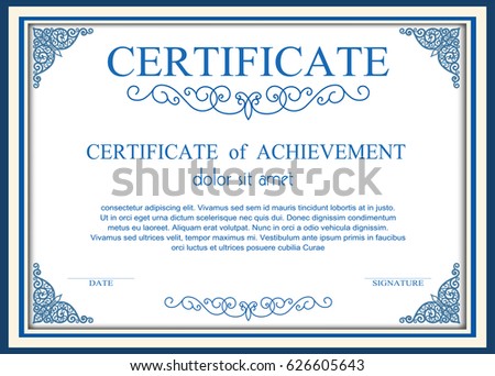 stock vector blue vintage retro frame certificate background design template detailed certificate frame with 626605643