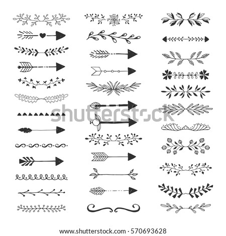 stock vector fancy text dividers line borders and laurel design elements vector isolated 570693628