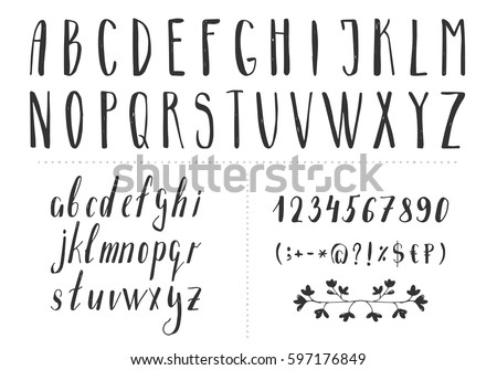 Serif Hand Drawn Thin Font Vector Stock Vector 597176849 - Shutterstock