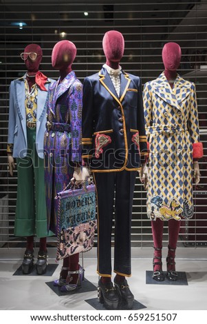 Paris, France 06 May, 2017: Gucci luxury store in Paris city center.