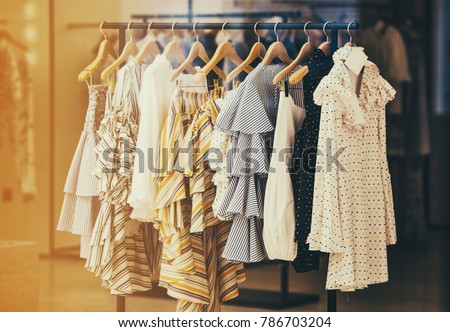 Modern Woman Clothing In A Store London UK Modern Woman Clothing In A Store London UK
