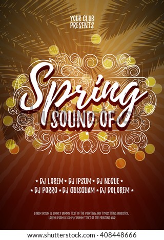 sound spring typographical poster flyer background stock vector spring flyer background
