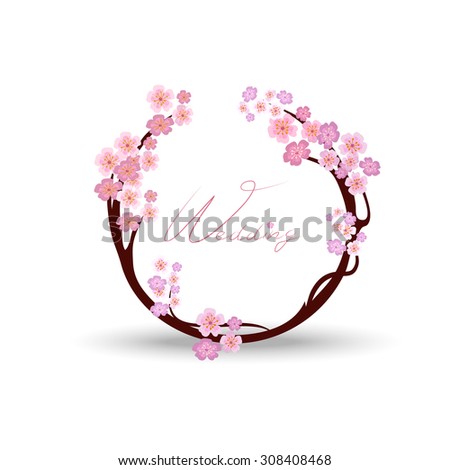 Vector Modern Cherry Blossom Festive Background Stock 