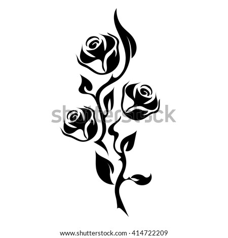 rose tattoo silhouette branch three flowers stock vector 414722209 rose tattoo silhouette branch three flowers stock vector 414722209