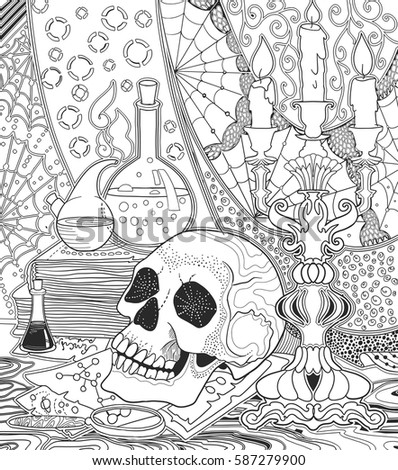 Coloring Book Adults Alchemical Still Life Stock Vector 587279900 ... Coloring Book Adults Alchemical Still Life Stock Vector 587279900 ...