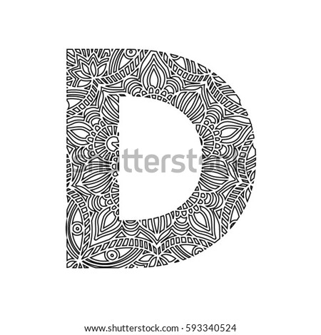 Zentangle Stylized Alphabet Letter D Vector Stock Vector 406349254 ...