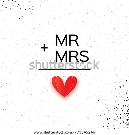 Mr And Mrs Words Mister Plus Missis Equal Love On White Paper Cut Red Mr And Mrs Words Mister Plus Missis Equal Love On White Paper Cut Red