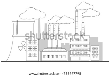 Cartoon Vector Outline Illustration City Skyline Stock Vector 95299828 ...