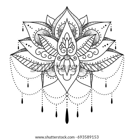 Mendi Mehendi Tattoo Women Lotus Flower Stock Vector 693589153 ...