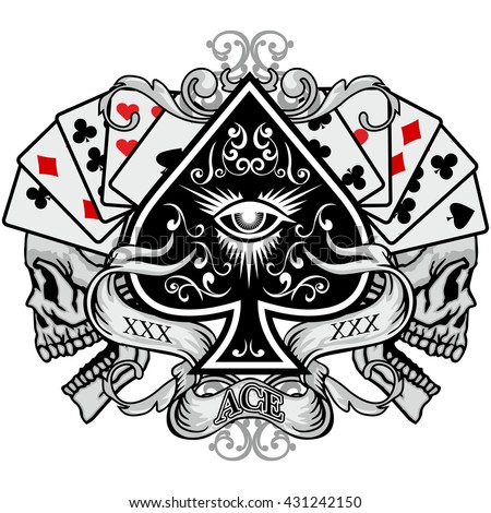 Gothic Coat Arms Skull Ace Spades Stock Vector 431242150 - Shutterstock