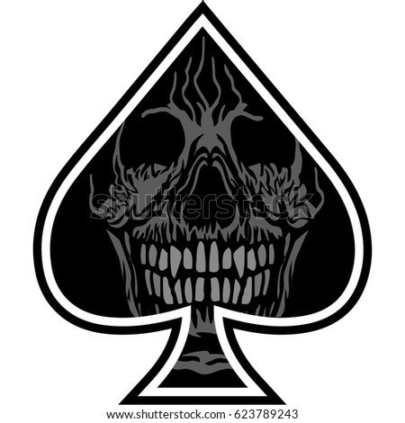 Ace Spades Skull Grunge Vintage Design Stock Vector 623789243 ...