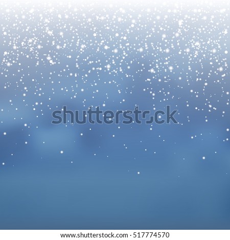 Stock vector illustration falling snow, many small snowflakes on a blue background. Snowfall, snowflakes, blizzard, snowstorm. EPS 10