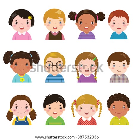 Vector Illustration Set Different Avatars Boys Stock 