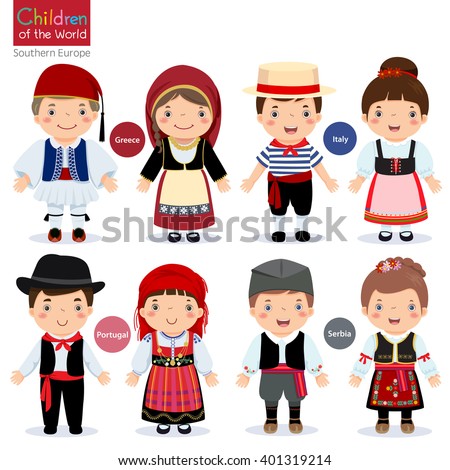 Kids Traditional Costume Sweden Norway Iceland Stock Vector 360051467 ...