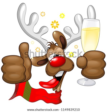 Reindeer Drunk Funny Christmas Cartoon Character