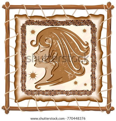 Virgo Zodiac Sign on Native Tribal and Grunge Leather Frame