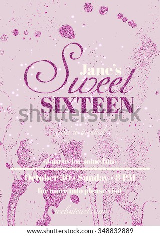 sweet sixteen glitter party invitation flyer stock vector hd sweet 16 flyer templates