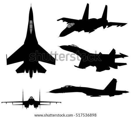 Vector Silhouette Fighter Jet F15 Flight Stock Vector 186377579 ...