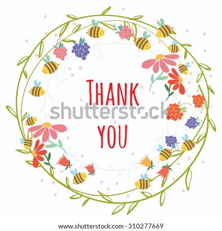 Thank You Bright Cartoon Card Made Stock Vector 310277669 - Shutterstock