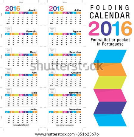 Useful Foldable Calendar 2016 Ready Printing Stock Vector 351625676 ...