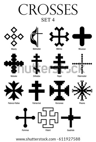 Set Christian Fish Symbol Different Crosses Stock Vector 177571856 ...