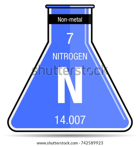 nitrogen symbol on chemical flask element number 7 of the periodic table of the elements - Periodic Table Atomic Number 7 nitrogen symbol on chemical flask element number 7 of the periodic table of the elements - Periodic Table Atomic Number 7