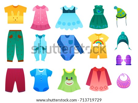 Vector Illustration Baby Children Kids Clothes Stock Vector (Royalty ...