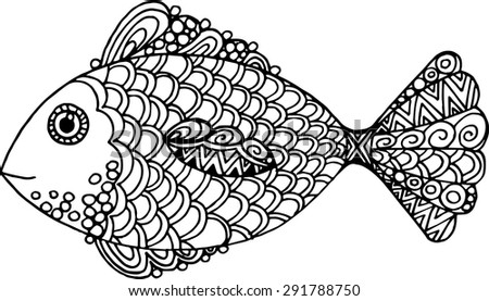 vector hand drawn doodle outline fish illustration decorative fish drawing with abstract ornaments - Outline Of Fish vector hand drawn doodle outline fish illustration decorative fish drawing with abstract ornaments - Outline Of Fish