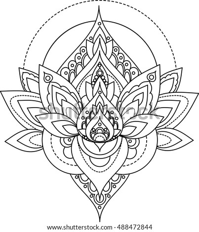 Download Lotus Mandala Outline Stock Vector 484186477 - Shutterstock