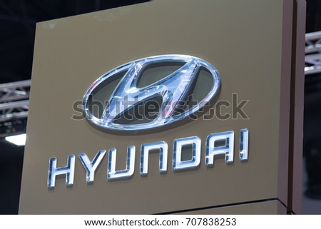 Bangkok, Thailand. - August 27, 2017 : Hyundai car logo at motor show.