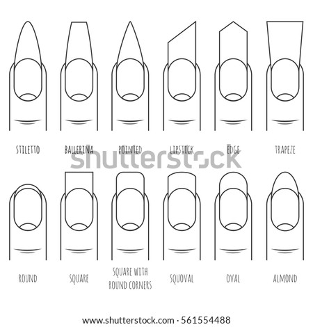 Different Nail Shapes Fingernails Fashion Trends Stock Vector 424582501 ...