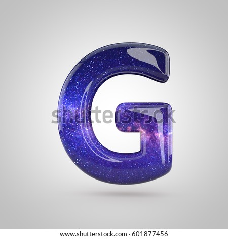 cosmic letter g uppercase 3 d render stock illustration 601877456