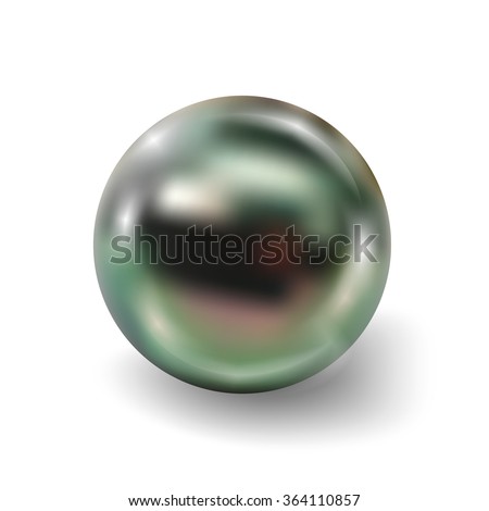 Pearl realistic isolated on white background. Spherical peacock 3D orb with transparent glares and highlights for decoration. Jewelry gemstones. Vector Illustration for your design and business.