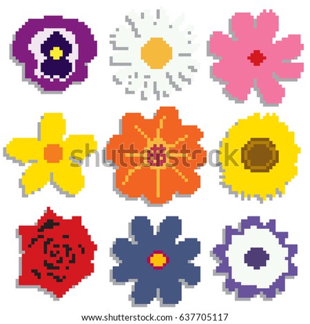 Pixel Flower Stock Images, Royalty-Free Images & Vectors | Shutterstock