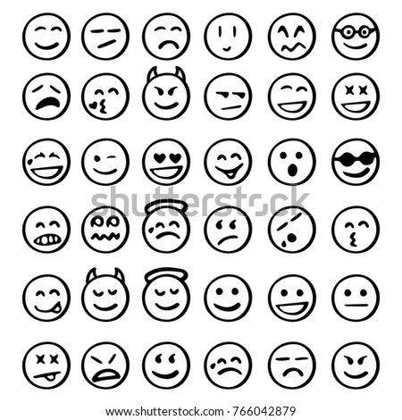 Set Emoticons Set Emoji Smile Icons Stock Vector 766042879 - Shutterstock