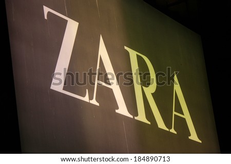 FEBRUARY 26, 2014 - BERLIN: the logo of the brand "Zara", Berlin.