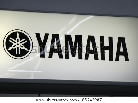 FEBRUARY 26, 2014 - BERLIN: the logo of the brand "Yamaha", Berlin.