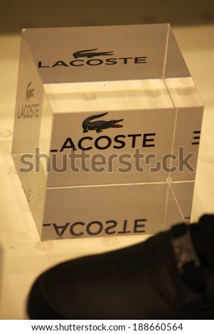 CIRCA MARCH 2014 - BERLIN: the logo of the brand "Lacoste", Berlin.