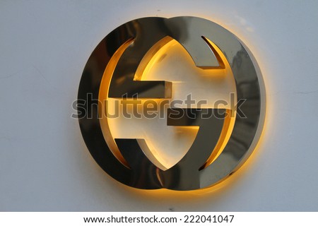 CIRCA SEPTEMBER 2014 - BERLIN: the logo of the brand "Gucci", Berlin.
