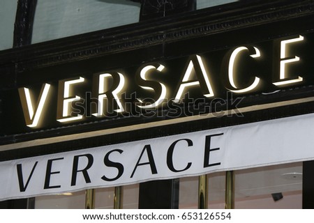 OCTOBER 2016 - BERLIN: the logo of the brand "Versace", Berlin.