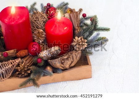 wooden box with vintage christmas decoration from above on the white background - Wooden Box Christmas Decorations wooden box with vintage christmas decoration from above on the white background - Wooden Box Christmas Decorations