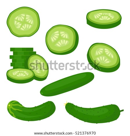 Fresh cucumber sliced slices isolated on white.