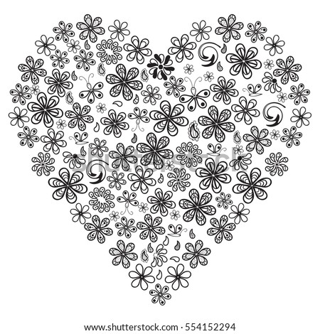 Coloring Page Flowers Branches Perfect Antistress Stock Vector ...