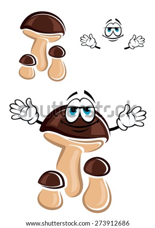 Cartoon Brown Forest Mushroom Character Funny Stock Vector 273912686 ...