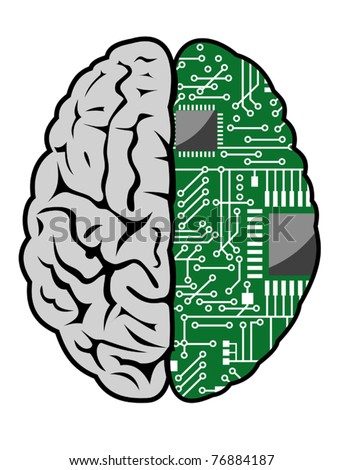 Brain with motherboard as a computer concept. Jpeg version also available in gallery