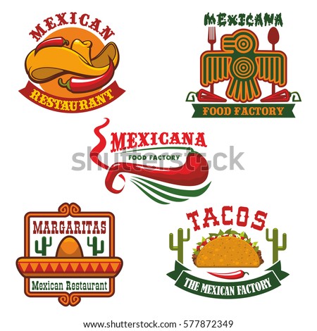 Mexican Food Restaurant Emblem Set Mexican Stock Vector 577872349 ...