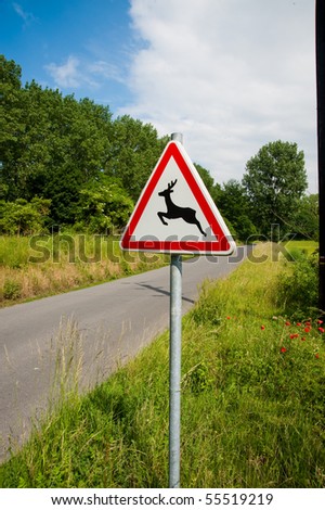 Deer Crossing Sign Road Stock Photo 55519219 - Shutterstock